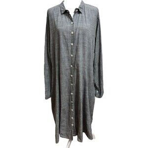 Tulip Shirt Dress XL Black White Plaid Midi Cotton Pockets Lagenlook Minimalist